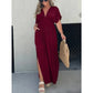 V-neck slit ultra-long dress, showcases your elegant temperament!