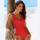 Deep-V Neck One-Piece Shapewear Swimsuit