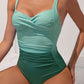 Peacock Green Gradient Beach One Piece Swimsuit