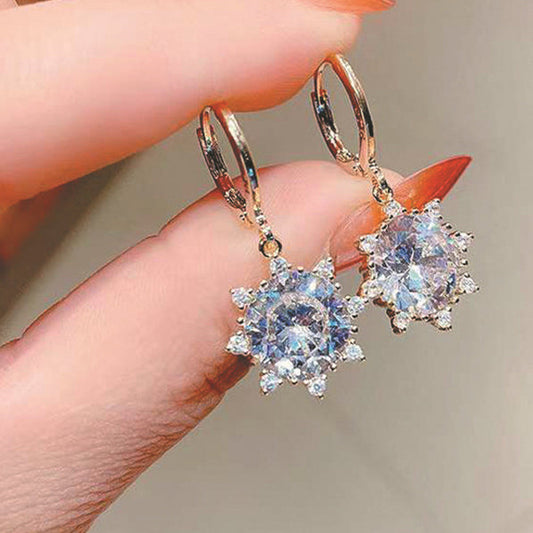 Super Sparkling Sun Flower Full Zircon Earrings