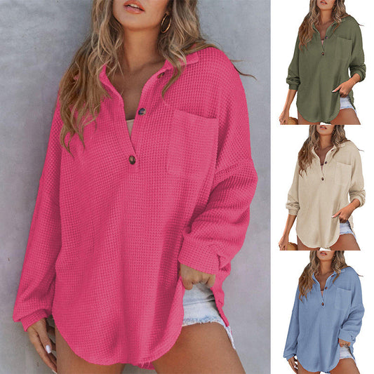 🔥Last Week Promotion 49% Off✨2024 New Women’s Loose Solid Color Waffle Knit Shirt Jacket